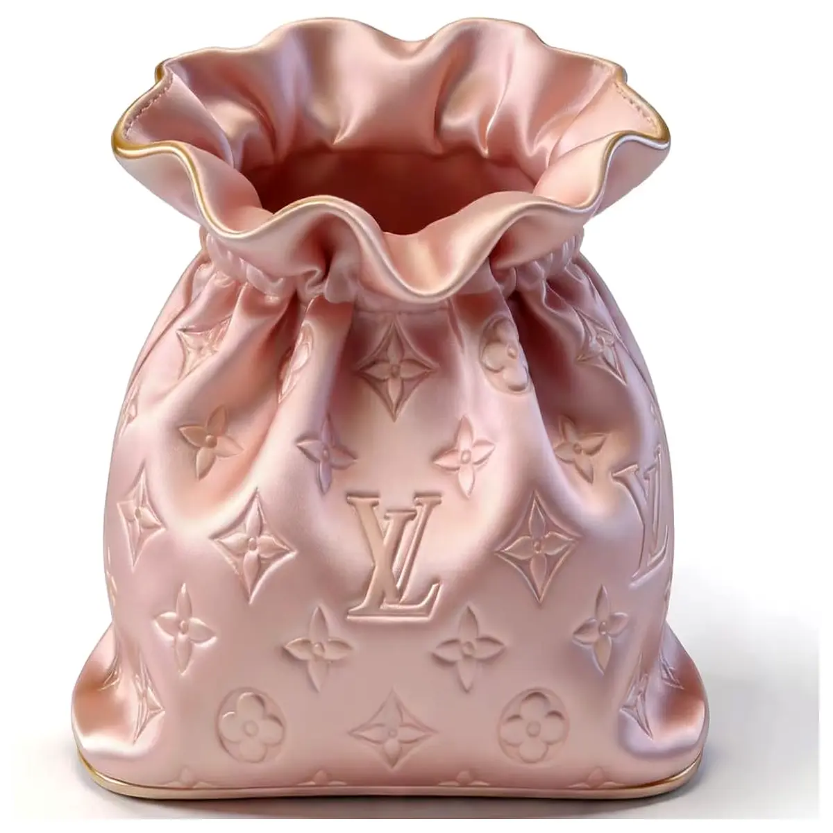 silk pen holder with old flower relief design vintage money bag organizer for desk storage