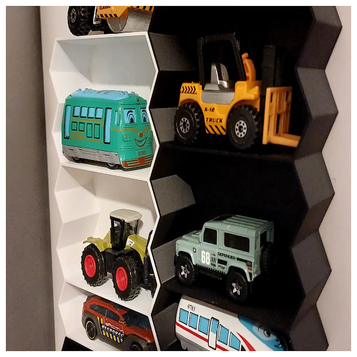 hexagon storage tower 3 car capacity organizer shelf for toy cars garage