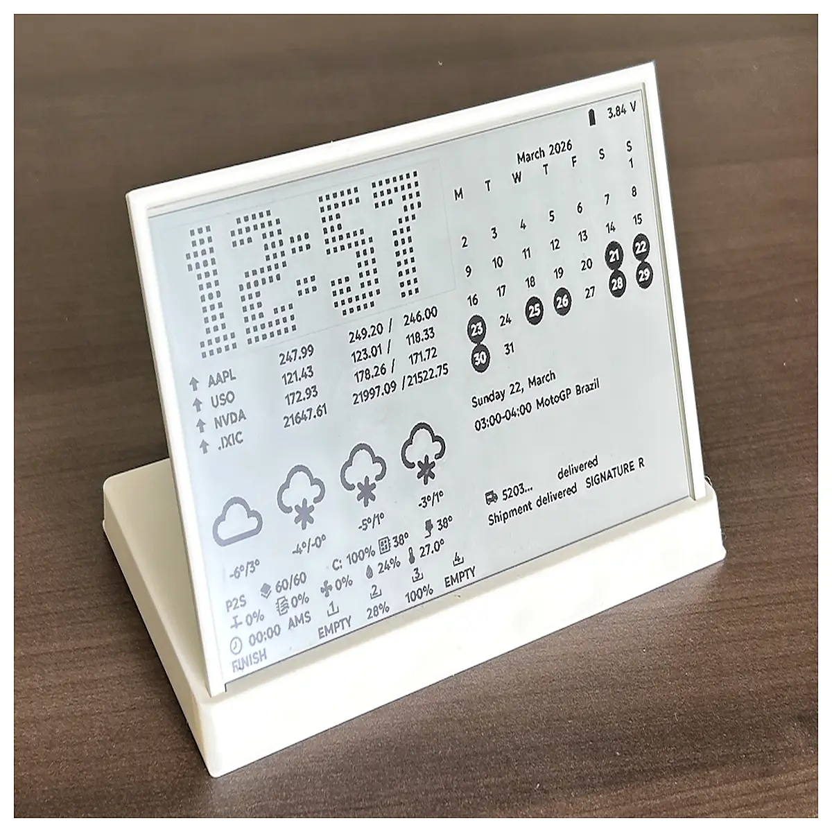 esp32 dashboard 75 inch smart desk monitor info screen