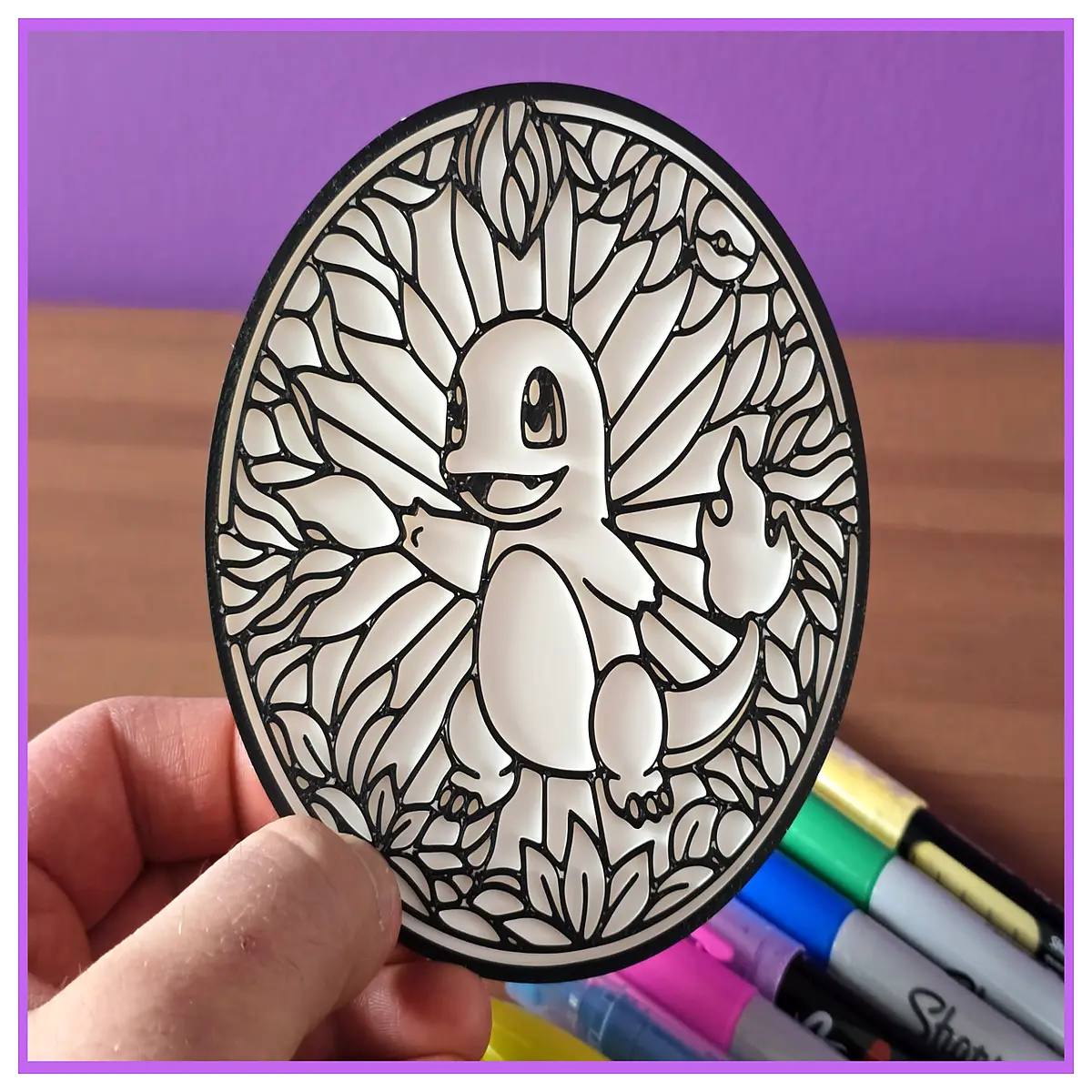 flame dragon stained glass painting diy craft coloring for adults kids home decor gift