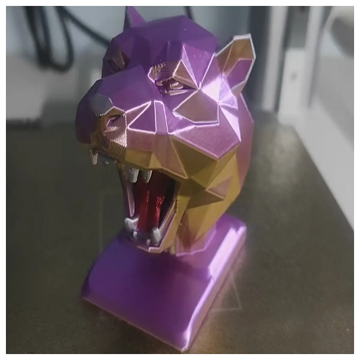 modern geometric leopard head sculpture abstract home decor office desk ornament resin statue for living room shelf