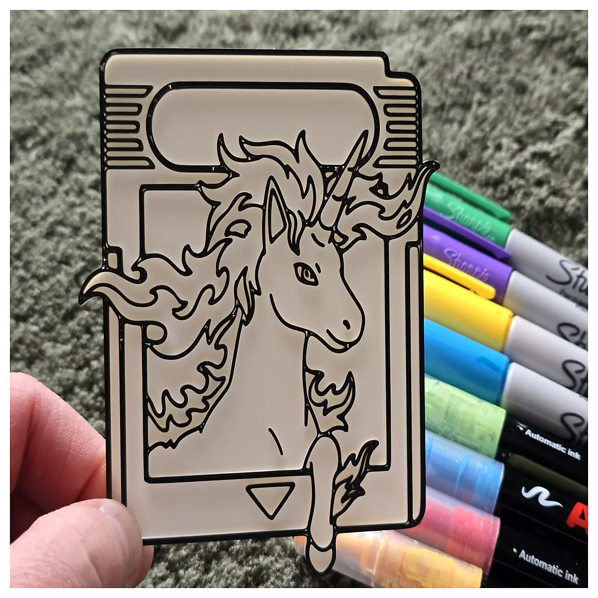 fire horse coloring game cartridge diy craft for kids
