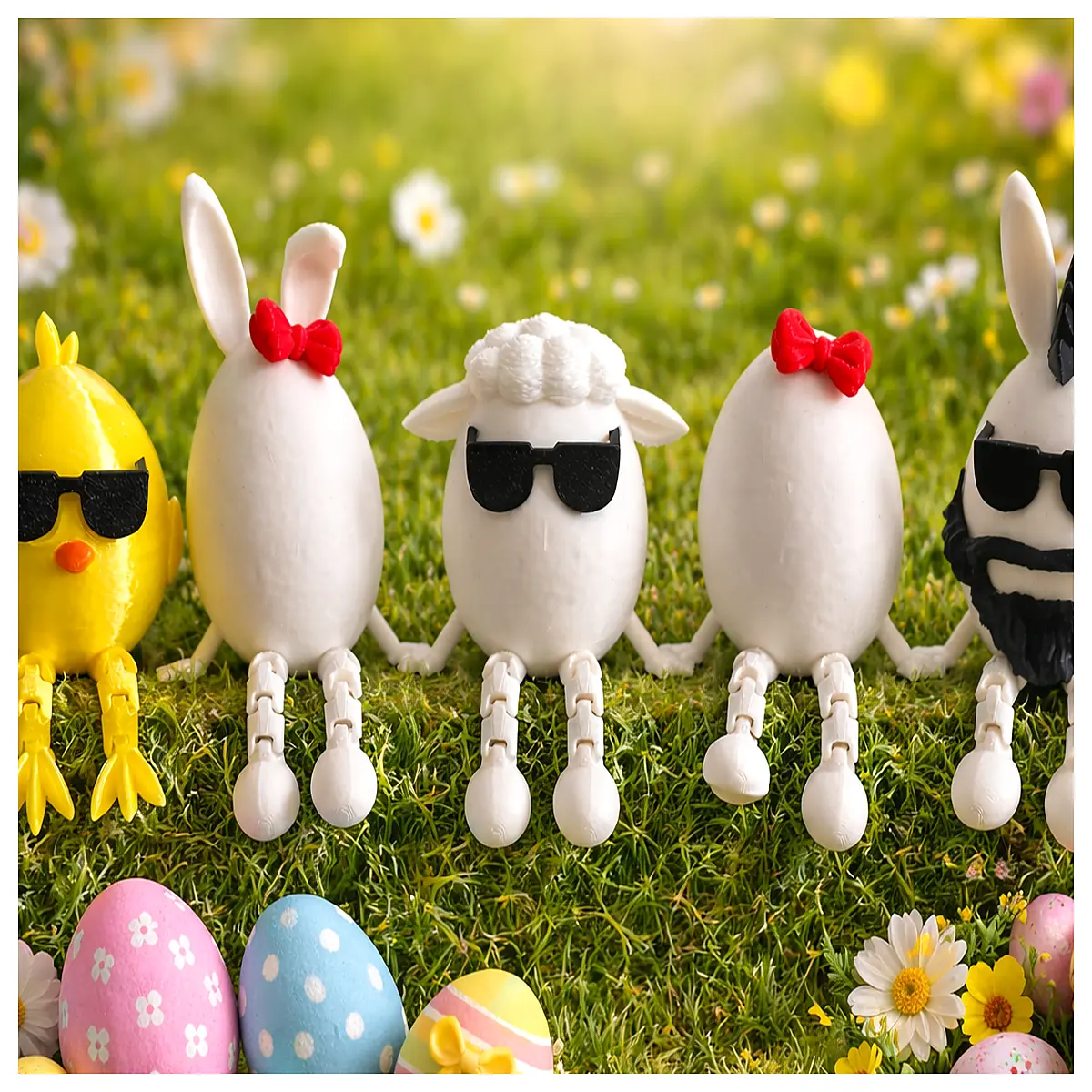 articulated jointed easter lamb plush toy for home decor family set
