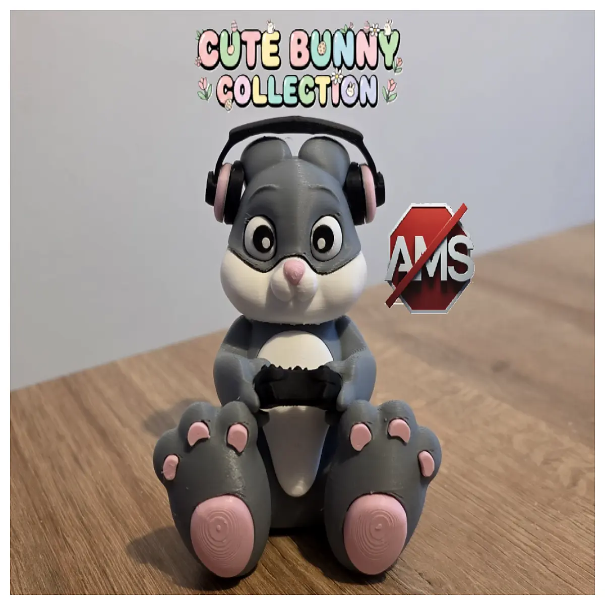 cute gaming bunny plushie adorable rabbit stuffed animal for desk kawaii anime style toy soft huggable pet gift