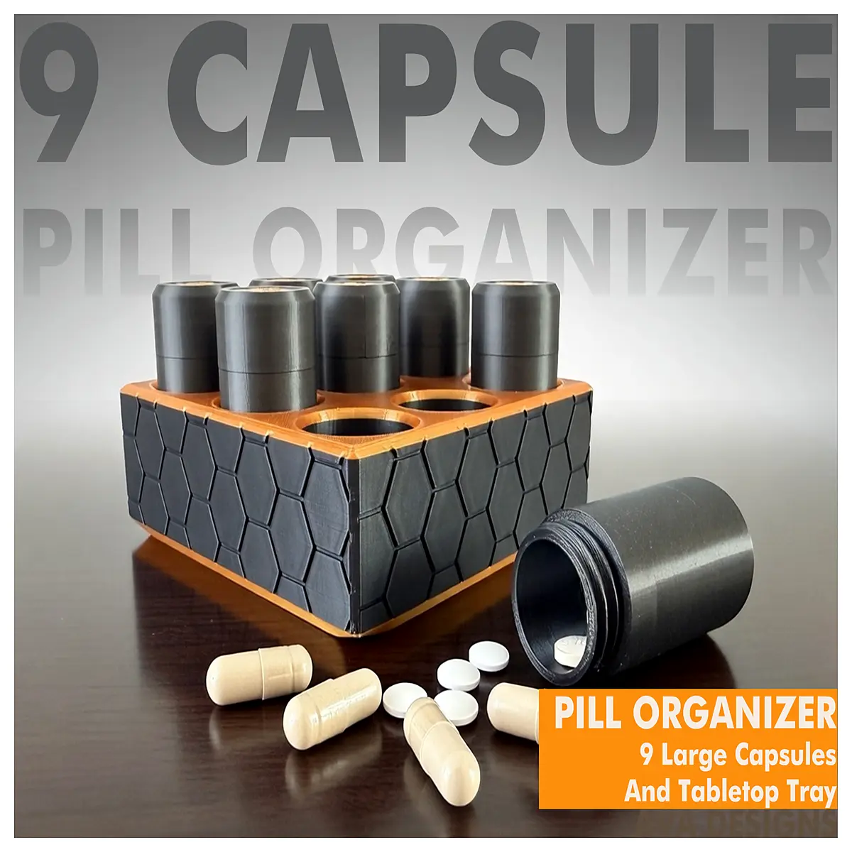 9 compartment pill organizer weekly medication tracker large capsule storage box with lid for vitamins supplements