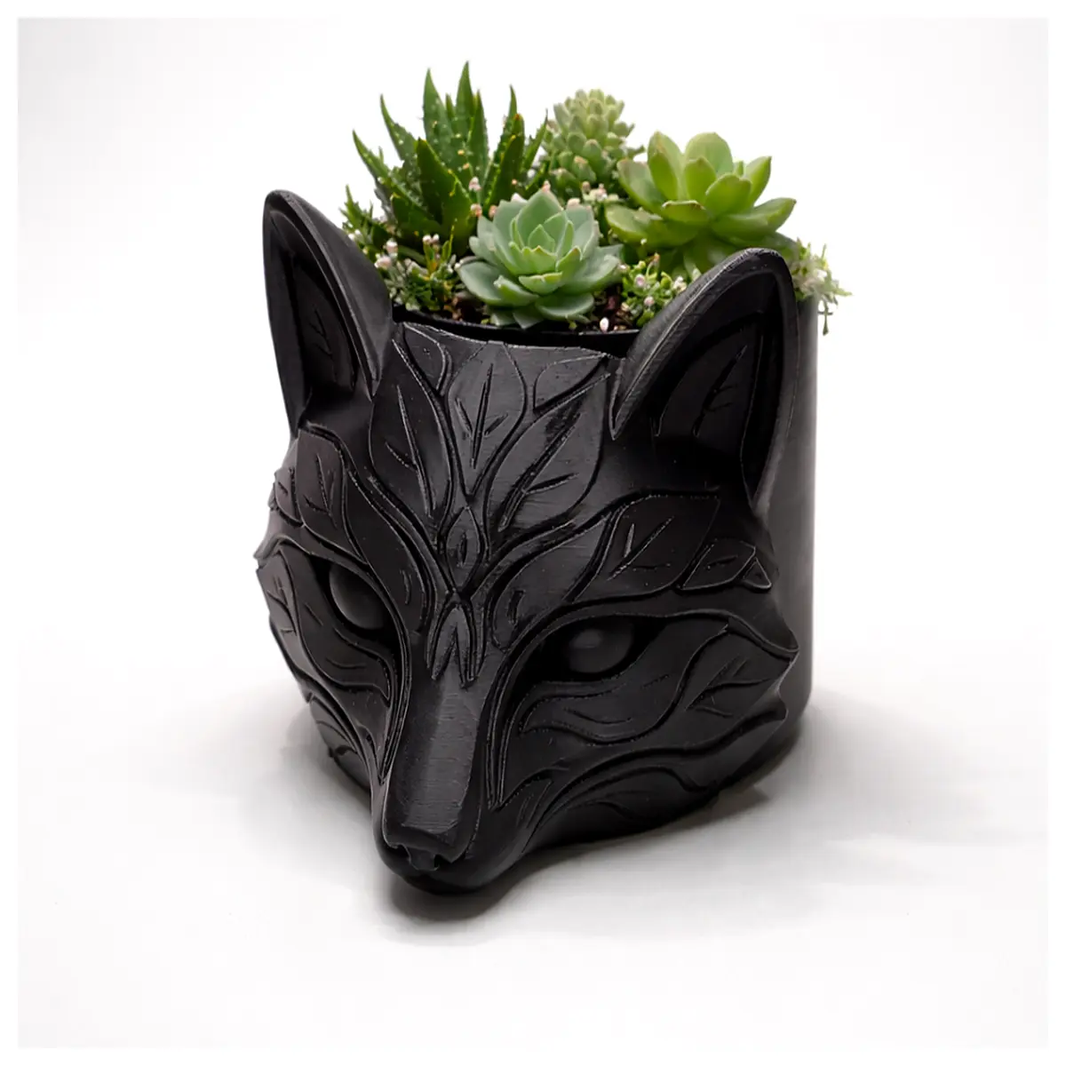forest fox planter with leaf accents for indoor succulents and home decor