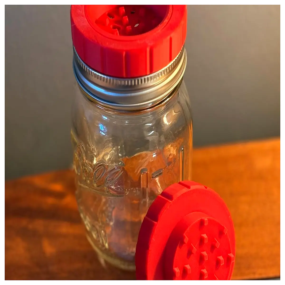 glass mason jar grinder mill for spices coffee beans herbs kitchen countertop storage container with built in grinding mechanism