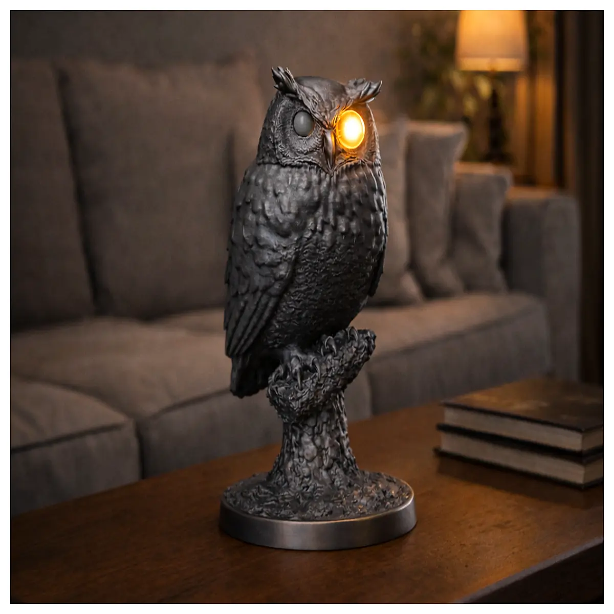obsidian owl night for baby nursery black stone animal with warm glow decorative desk accessory for home office ambiance