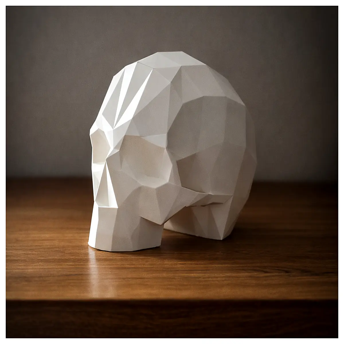 gothic low poly skull decor printed geometric head sculpture edgy home office desk ornament dark fantasy room accessory