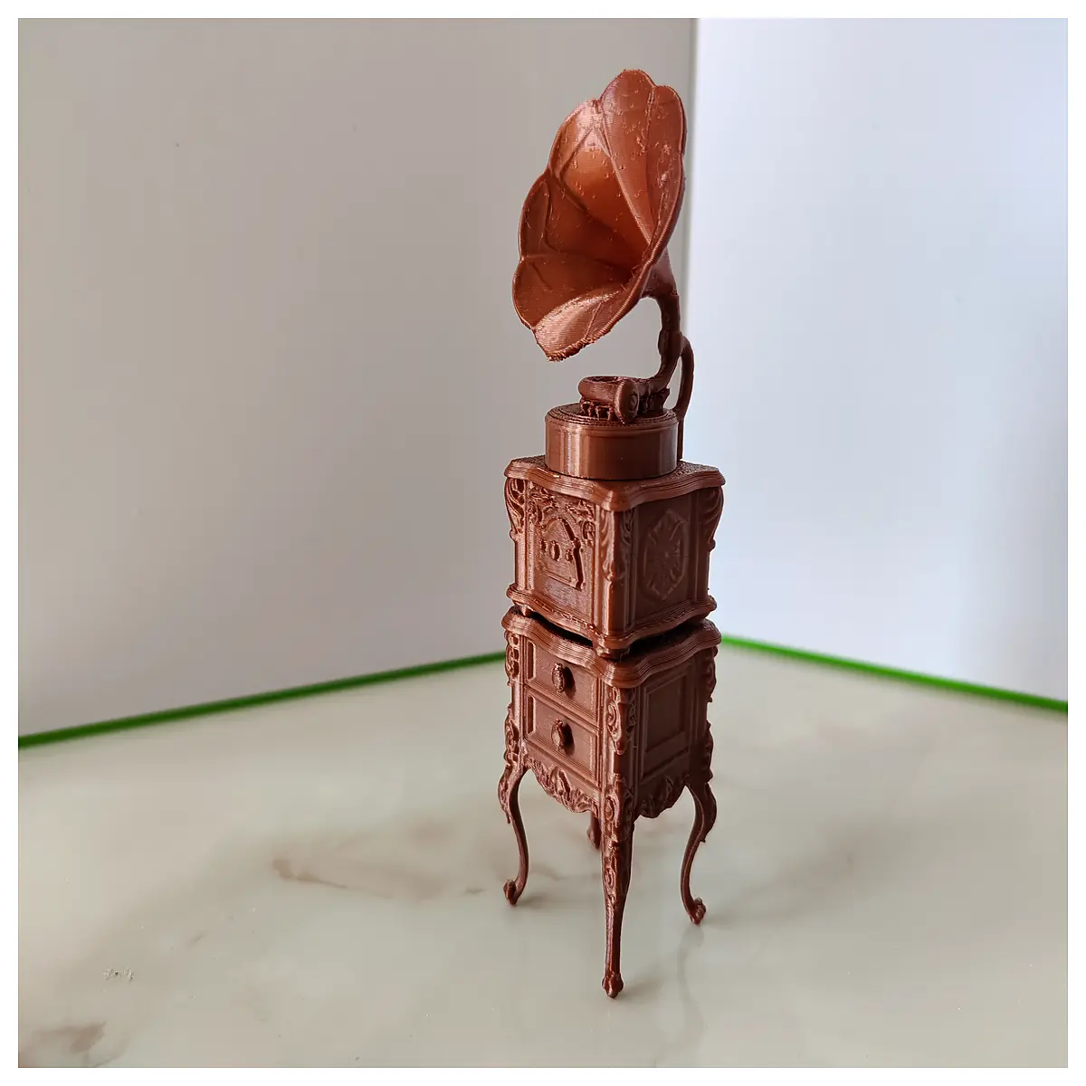 vintage gramophone with wooden table decor retro phonograph home office shelf ornament nostalgic audio aesthetic gift