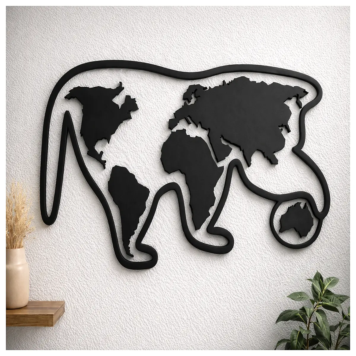 world cat map wall art global feline travel poster cute international cats geography decor funny pet lover gift