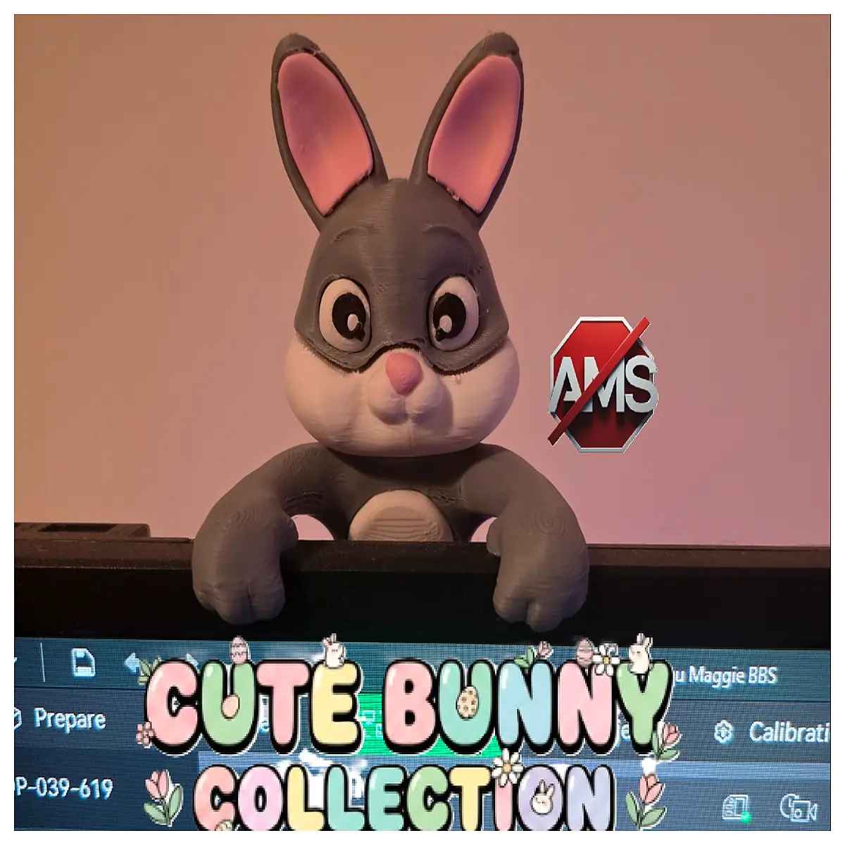 cute bunny desk monitor holder rabbit usb powered for pc setup adorable animal computer accessory kawaii desktop decor for gamers