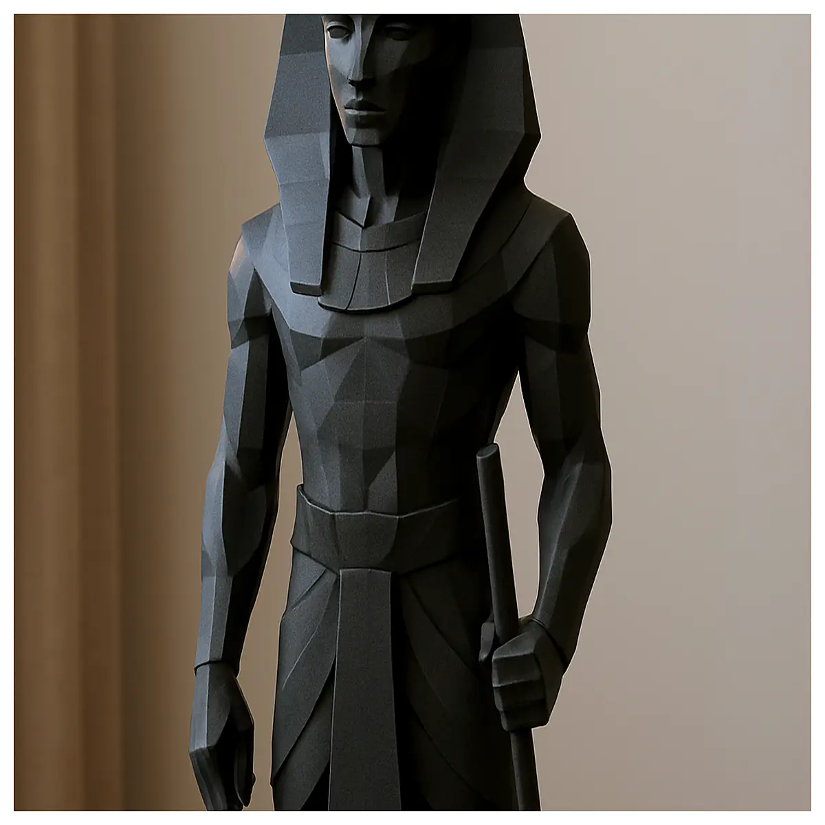 low poly pharaoh statue egyptian king figurine polygonal art decor ancient civilization minimalist tomb sculpture