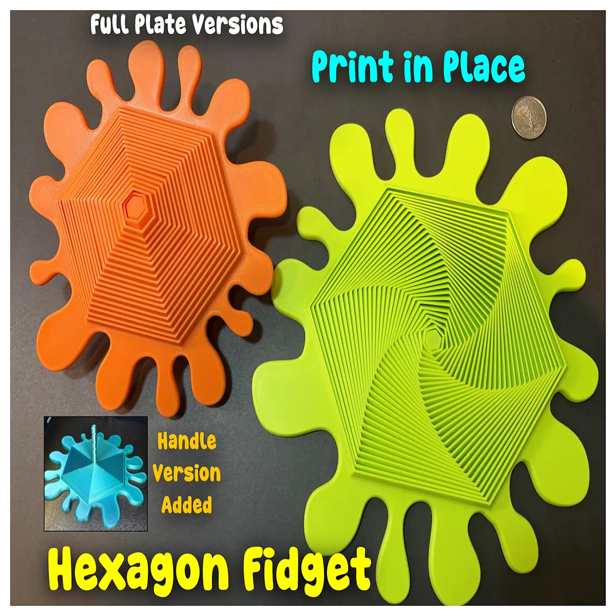 hexagon fidget toy full splash pad stress relief printed tactile sensory anti anxiety desk gadget