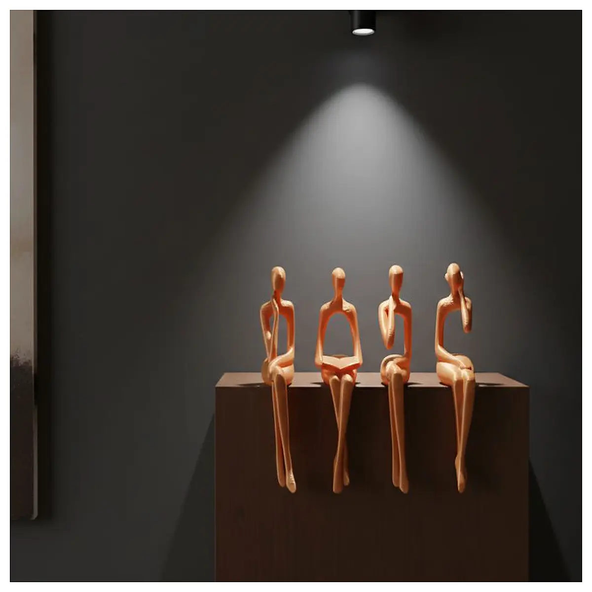 gold female statue modern abstract woman art decor elegant bronze finish home accent piece for living room shelf