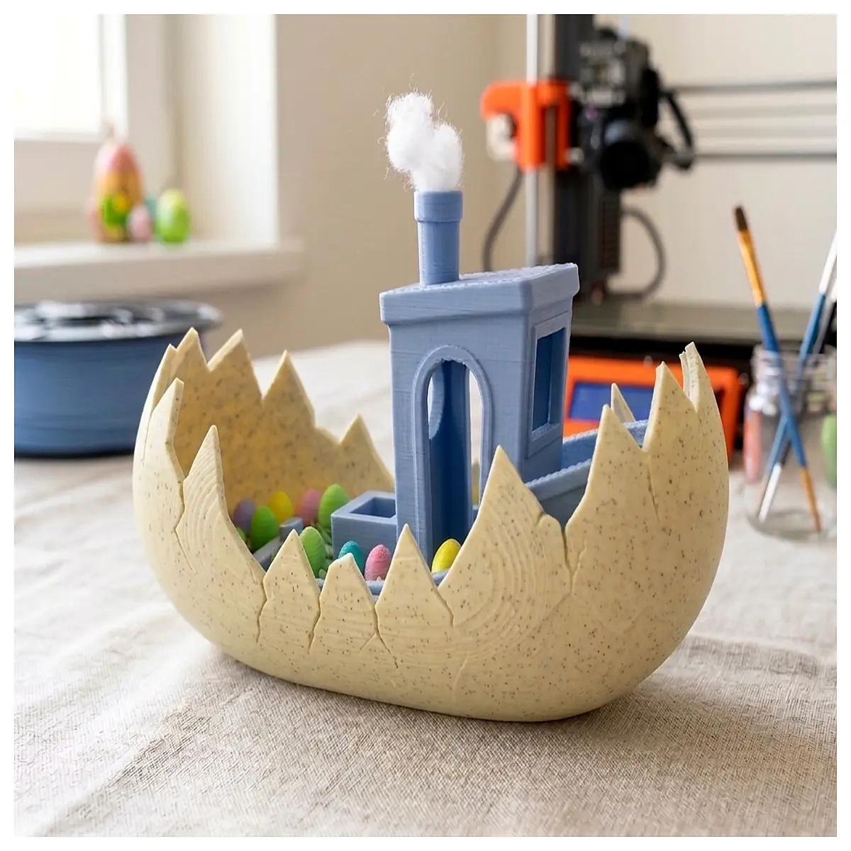 easter egg shell benchy print resin miniatures for easter decor cute bunny figurine
