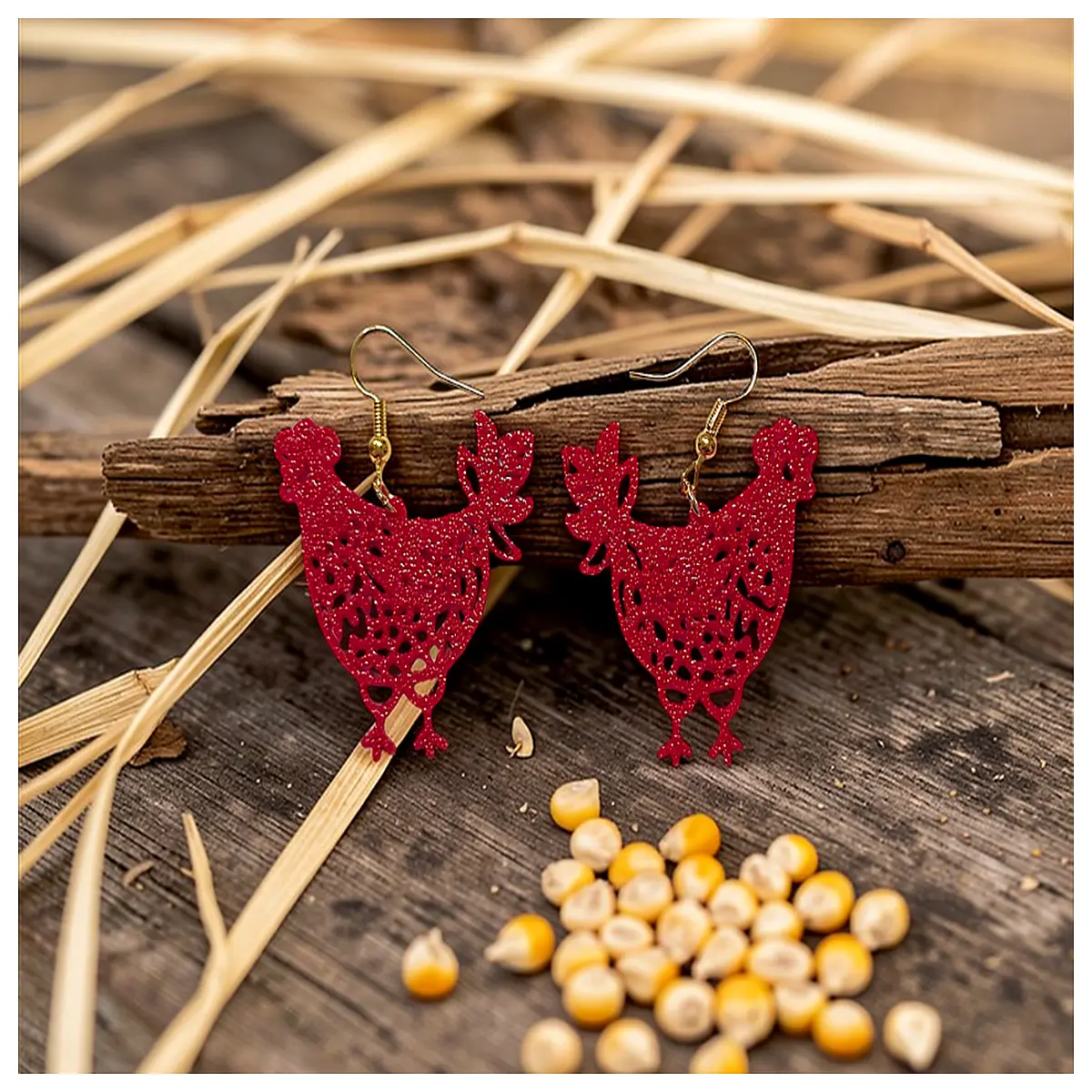 cute chicken earrings for women farm animal jewelry rooster hen studs funny poultry gift gold silver bird accessories