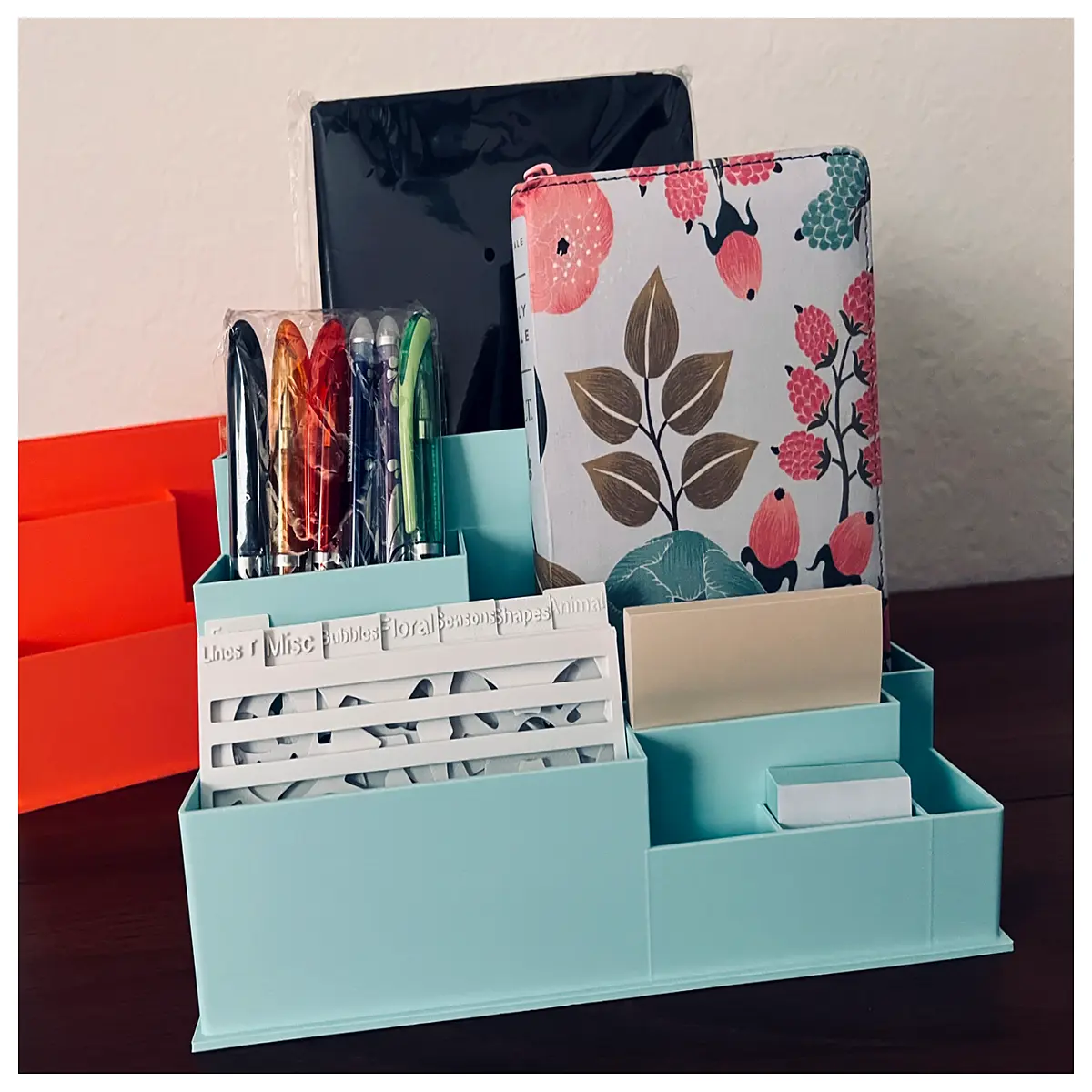 desktop stationery organizer tray for planner stickers pens sticky notes office supplies storage box
