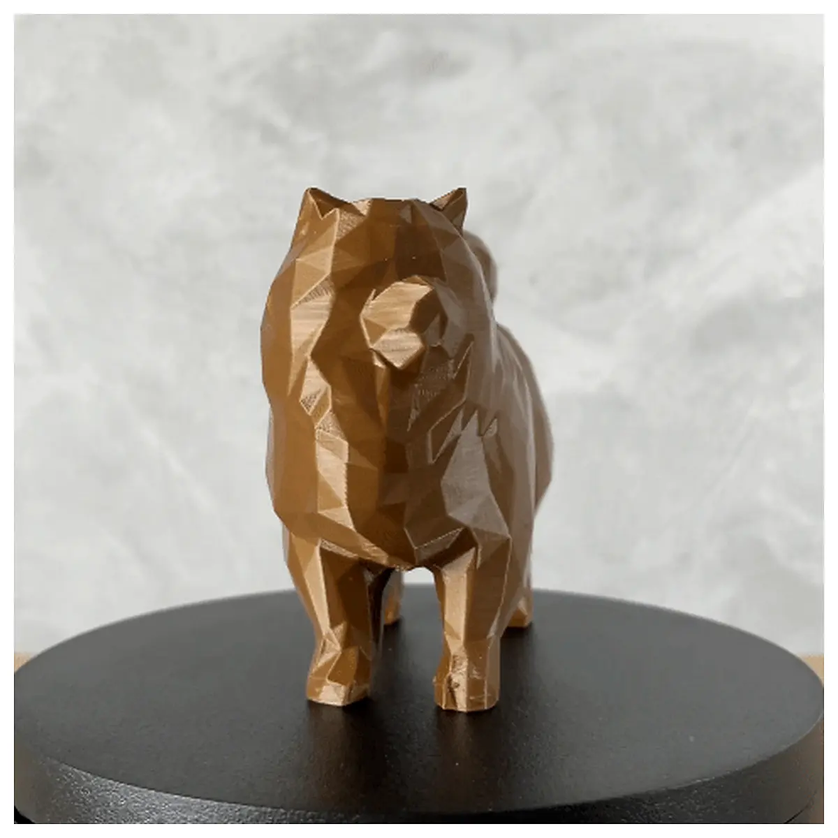 low poly chow chow dog figurine polygonal pet statue geometric animal decor modern minimalist home ornament