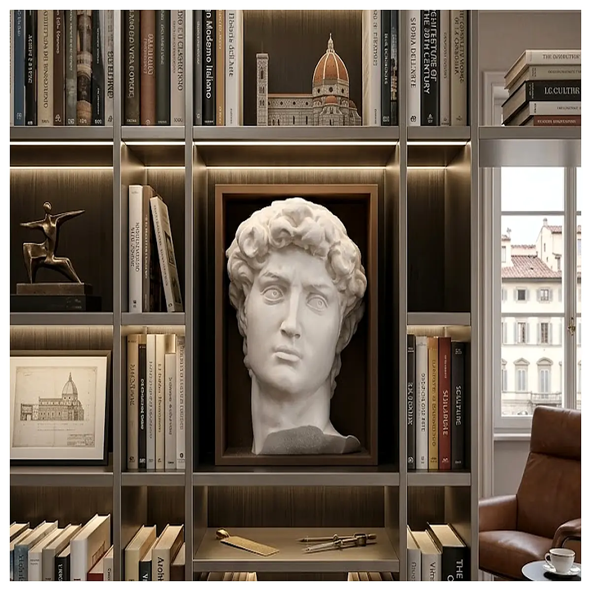 david bookends for shelves renaissance art decor metal statue holder library organizer gift