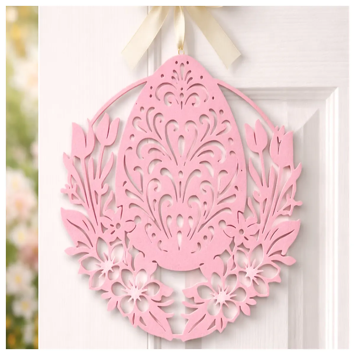 easter wreath with eggs front door spring decor hanging basket home accent