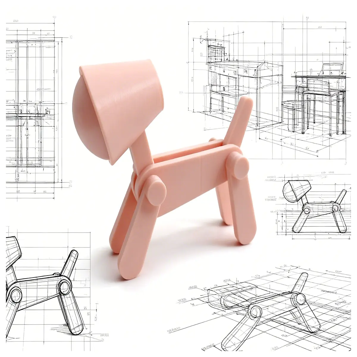 cute patchwork puppy figurine night with power cord usb desk for kids room decor