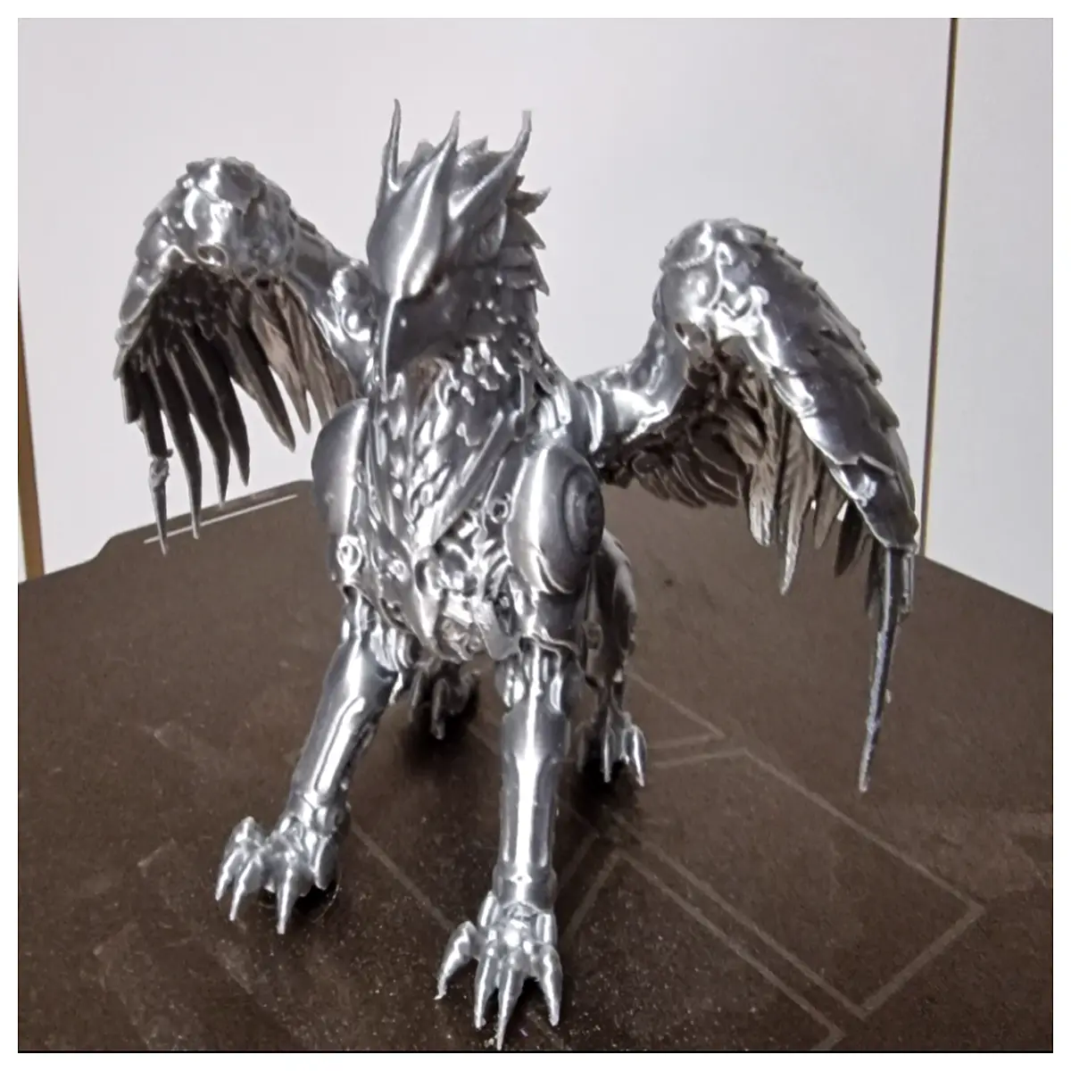 bio mechanical statue fantasy creature decor steampunk gargoyle art piece for shelf