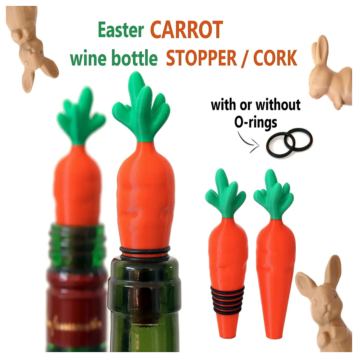 carrot shaped wine stopper silicone leak proof cork alternative mom
