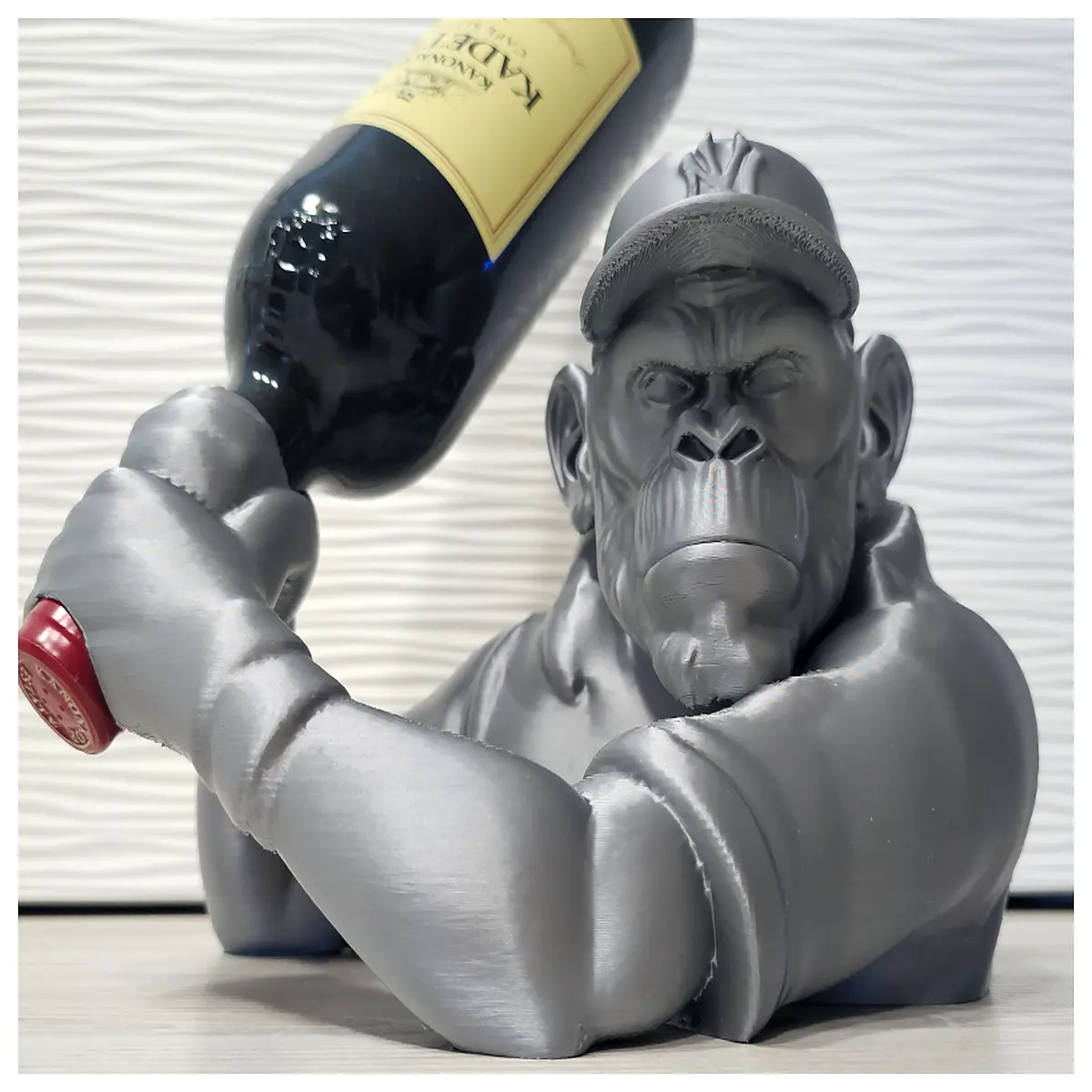 monkey holding wine bottle shelf home bar decor funny animal figurine countertop organizer wine lovers