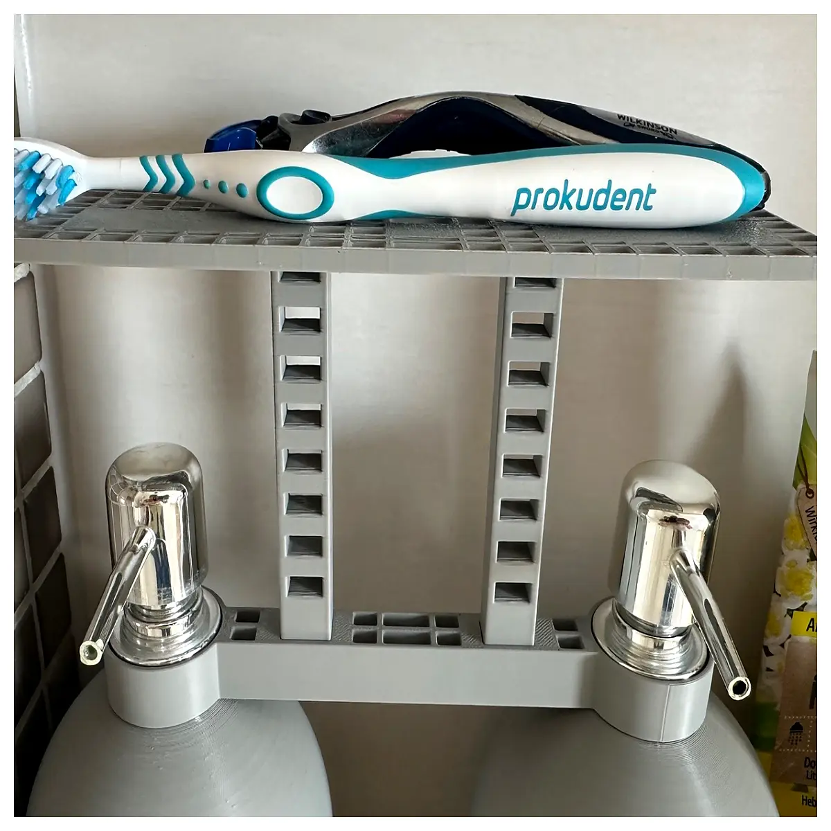 shower gel dispenser holder rack for bathroom sink toothbrush organizer and storage caddy