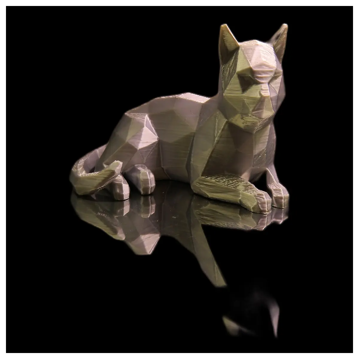 low poly cat figurine sitting decor modern minimalist resin statue for desk shelf home office art gift