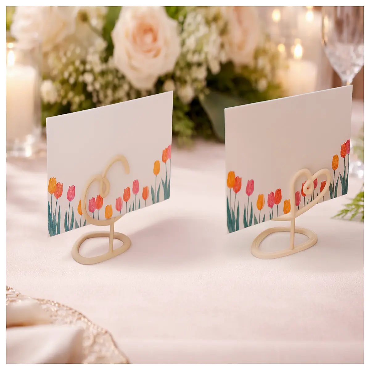 shaped wedding business card holder photo frame bride groom table decor