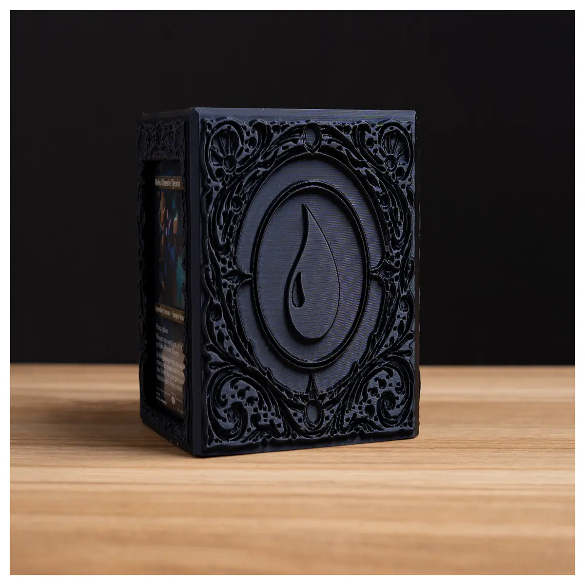 mtg island card box embossed blue storage organizer for the gathering foil cards