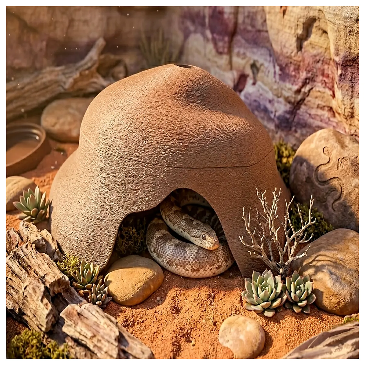 reptile hideout enclosure snake tunnel hiding spot artificial rock cave for snakes exotic pet habitat decor