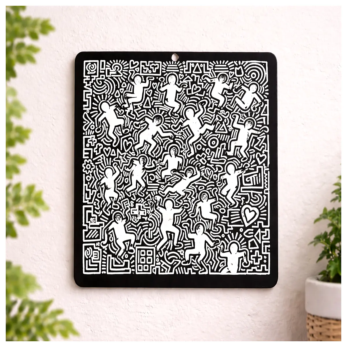 keith haring art wall panel mural decals graffiti style living room bedroom decor