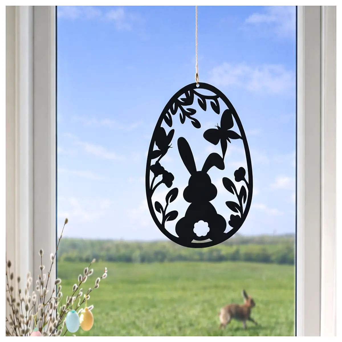 easter window clings bunny in egg decal spring holiday home decor