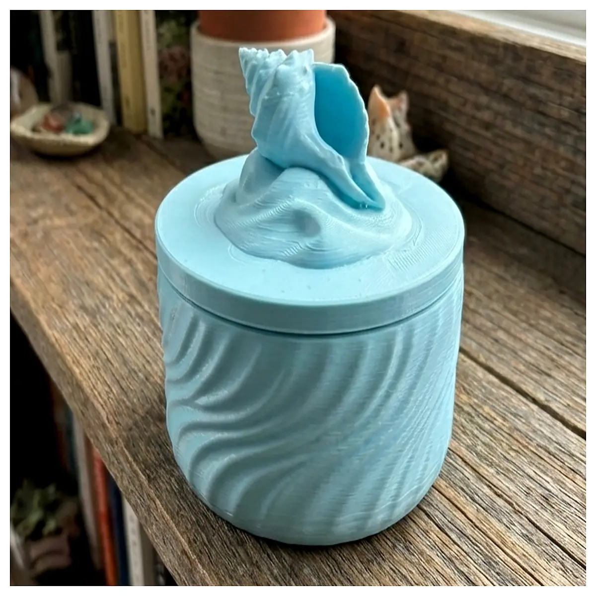 beach glass jar with wave design sea shell storage box for sand and souvenirs decor container