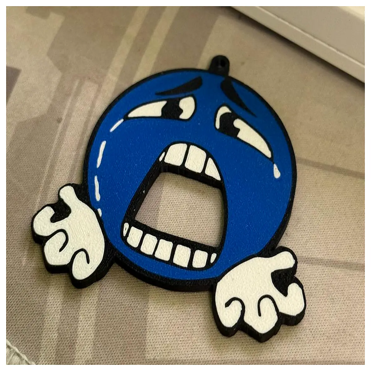 cute blue emoji keychain cartoon character bag charm pendant for women girls key ring accessory