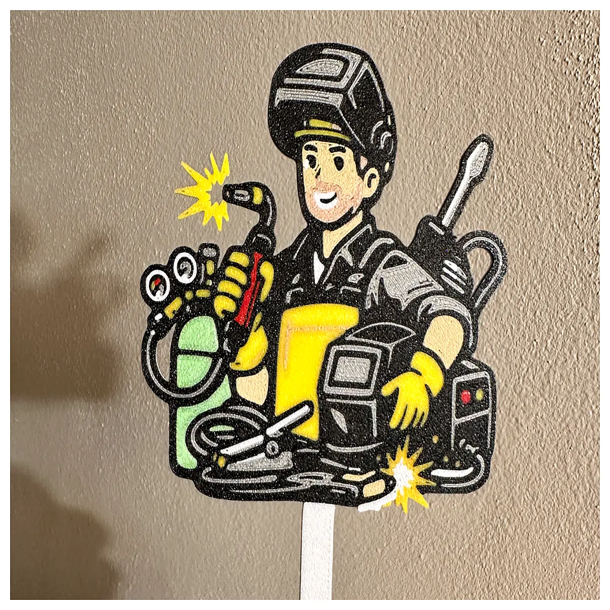 welder birthday cake topper decoration for dad husband engineer welding mask cupcake picks party supplies