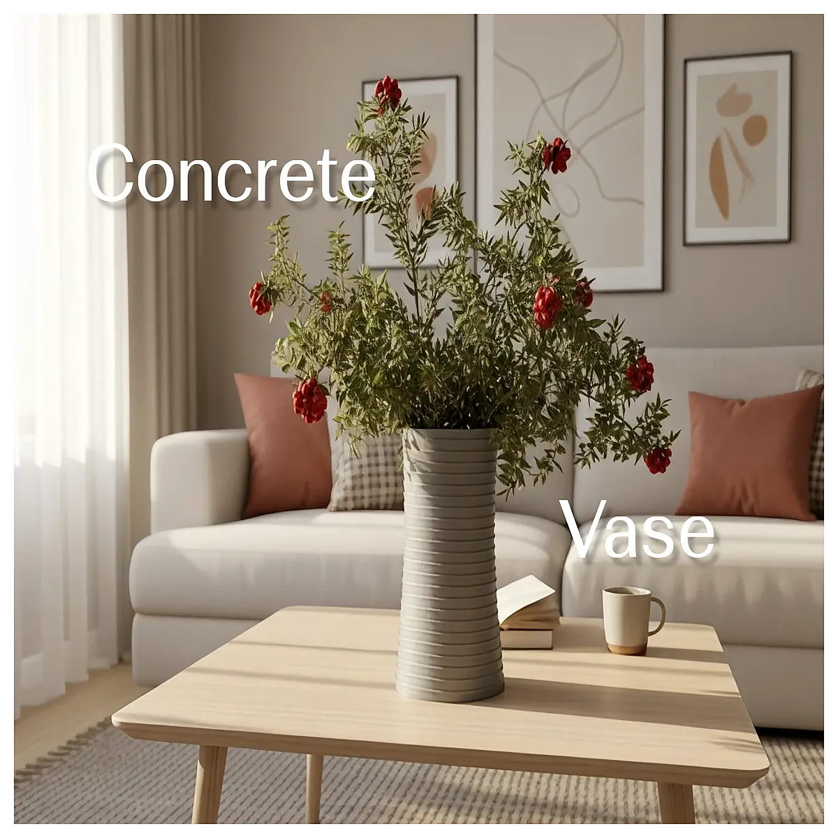 modern concrete vase for dried flowers minimalist cement planter pot industrial style home decor centerpiece