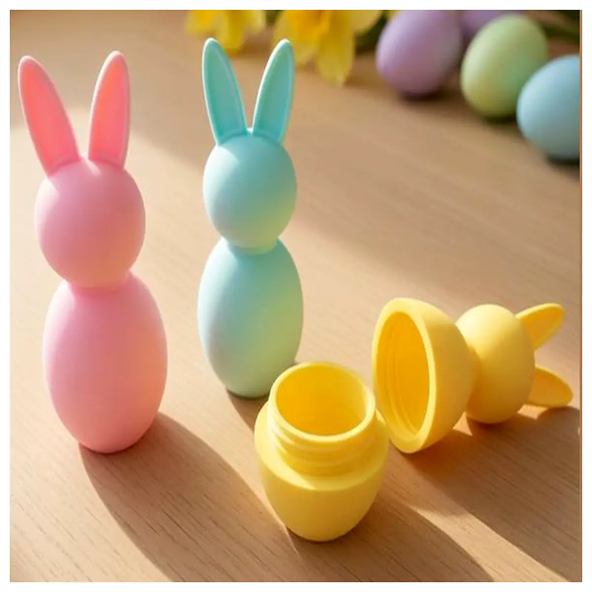 cute bunny easter egg container with screw top lid for candy gifts party favors