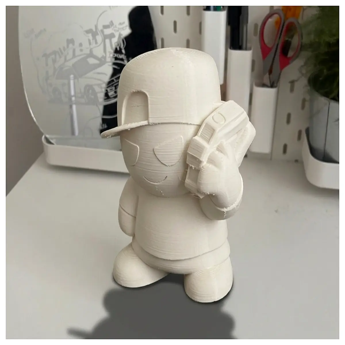 retro y2k aesthetic cartoon boy holding brick phone nostalgic 90s fashion accessory vintage mobile gadget decor