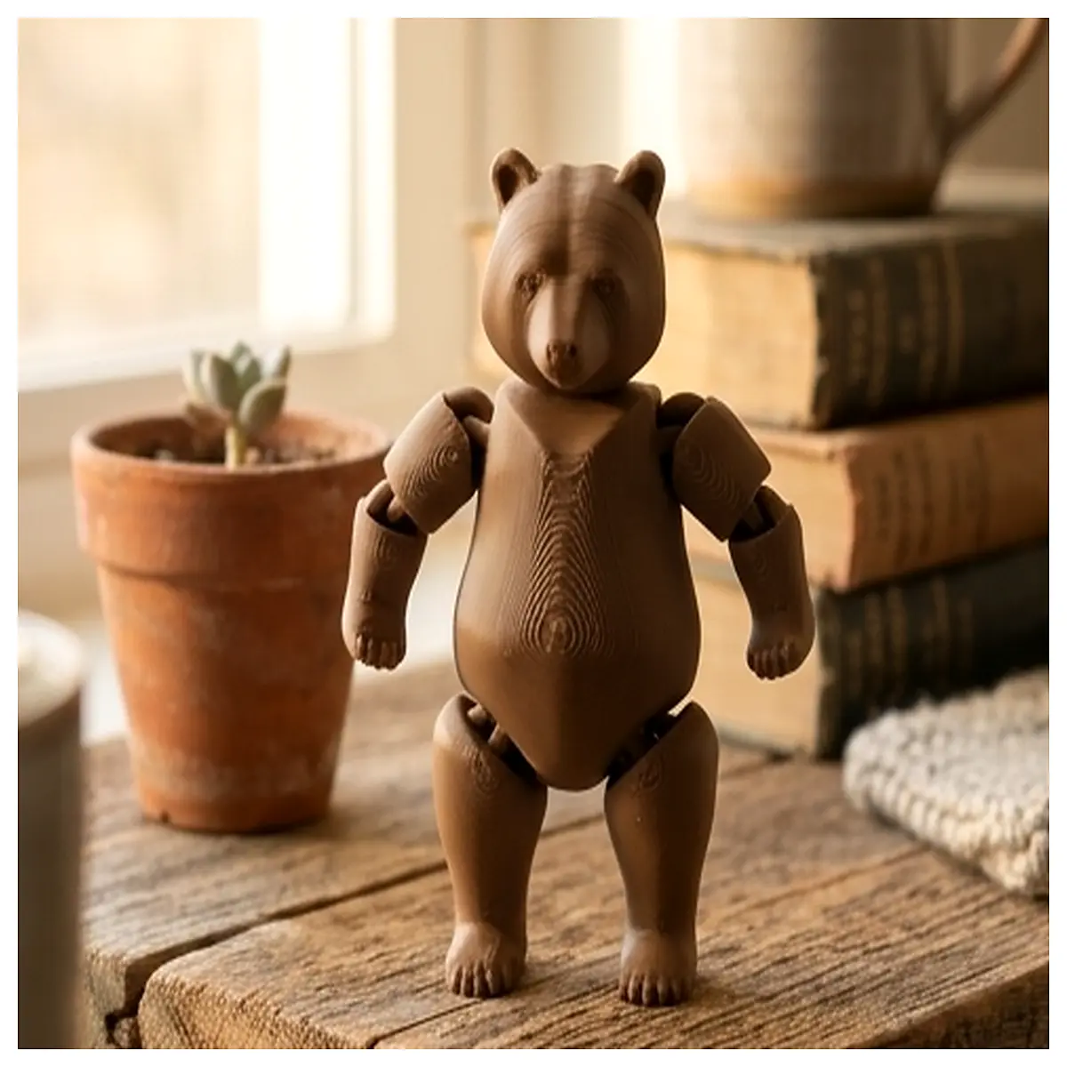 articulated brown bear plush toy for kids flexible jointed stuffed animal figure soft huggable cuddly bear doll gift