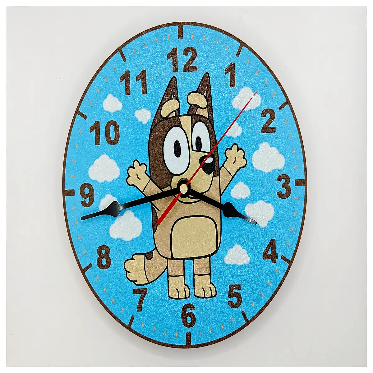 bingy cartoon character clock for kids bedroom wall decor blue heeler dog theme birthday gift