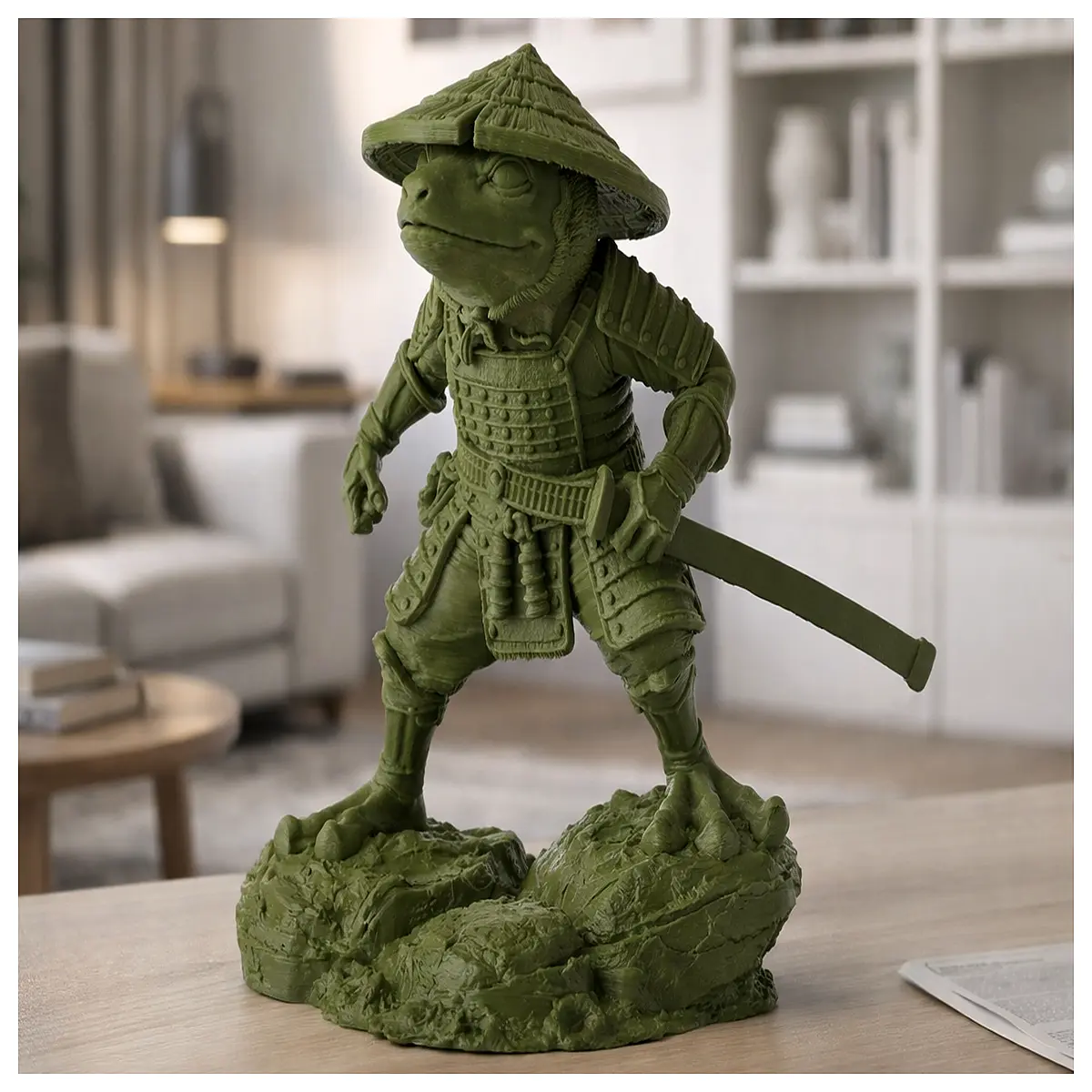 funny samurai statue decor funny ninja garden ornament animal figurine for shelf desk