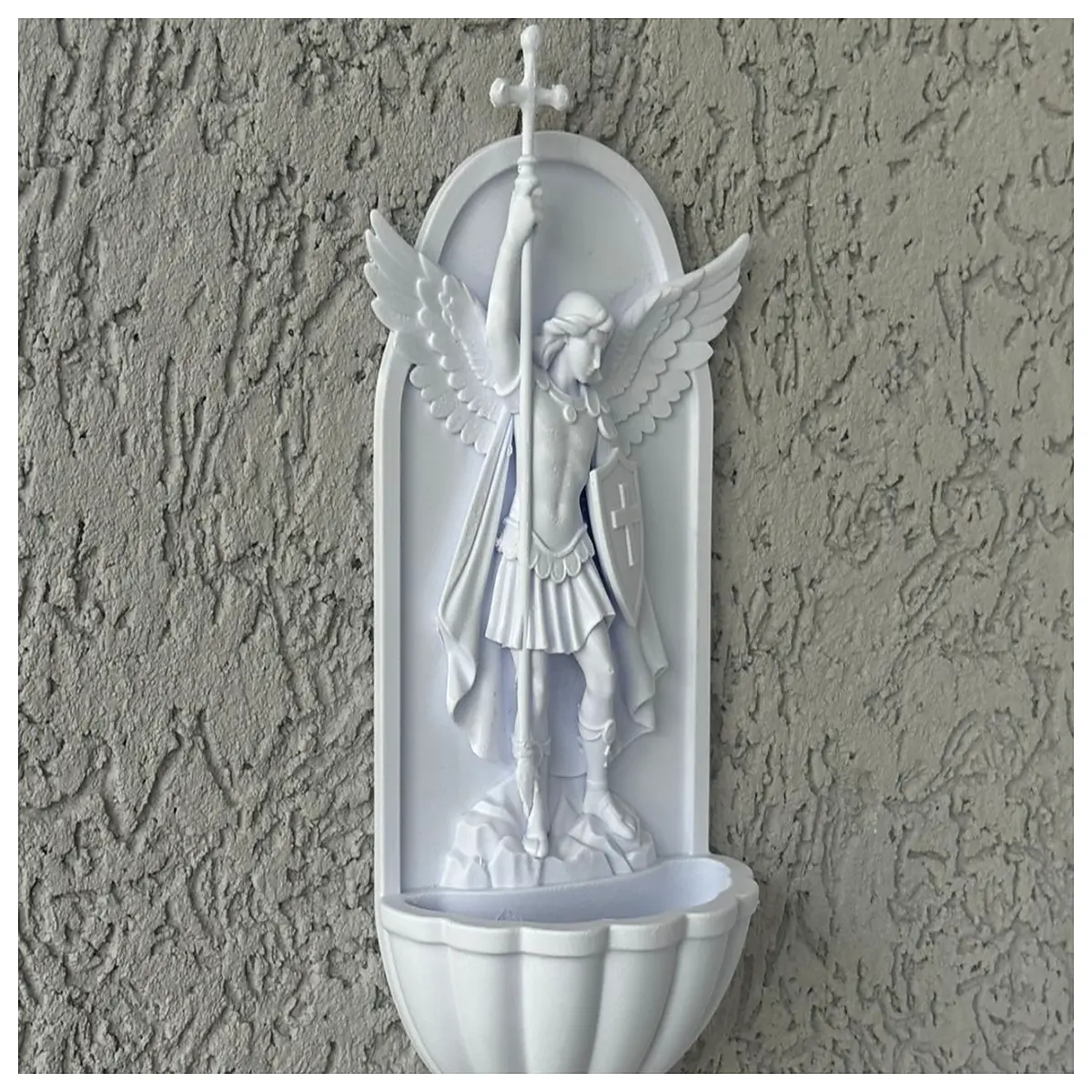 holy water font for home altar st michael archangel statue basin catholic baptismal font decor religious holy water dispenser with angel design