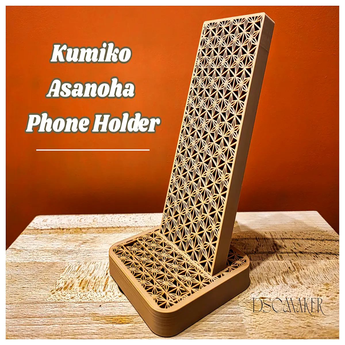 wooden phone kumiko asanoha pattern desk organizer japanese minimalist mobile holder for android table accessory