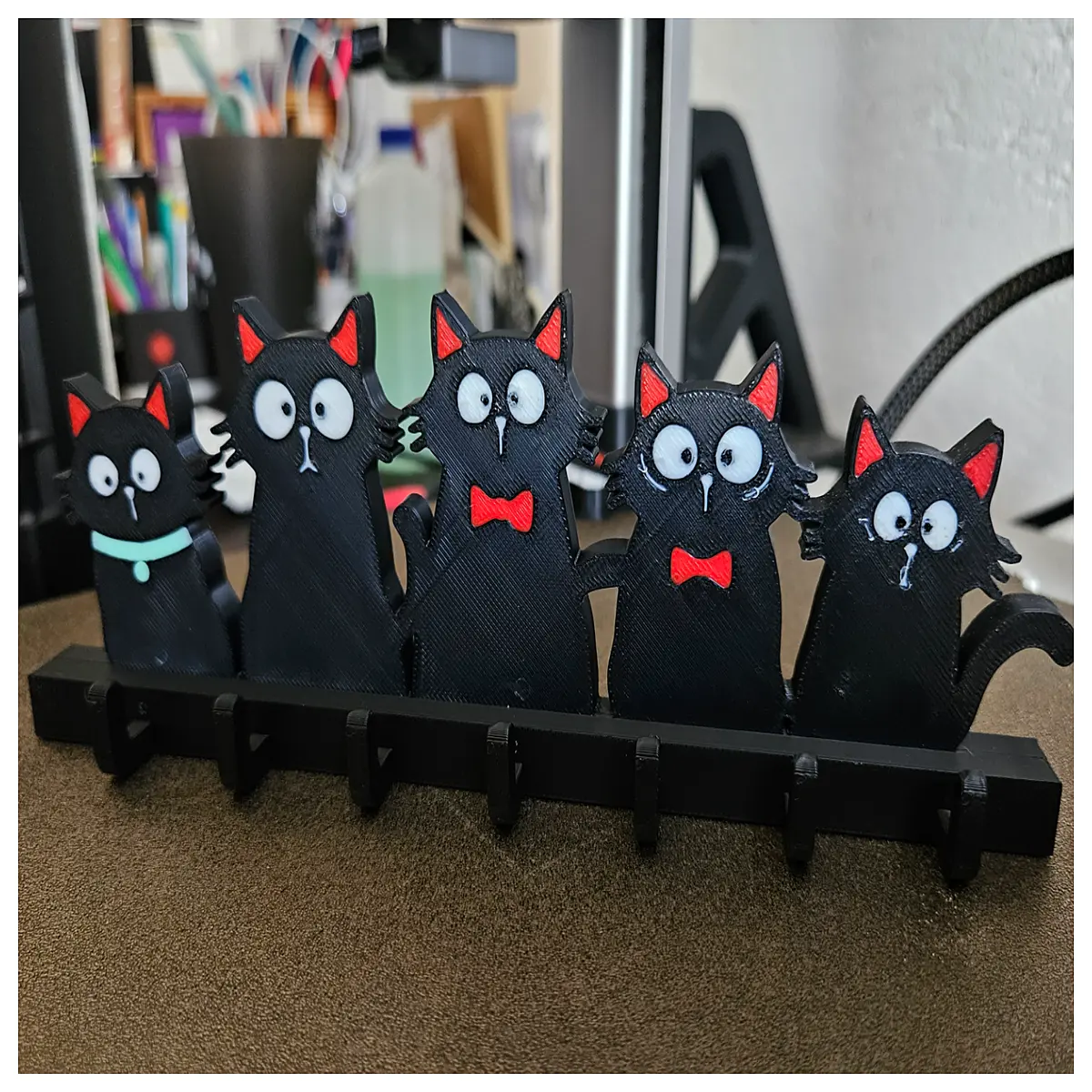cute cat key holder wall mount magnetic leash hook for dogs cats entryway organizer storage rack