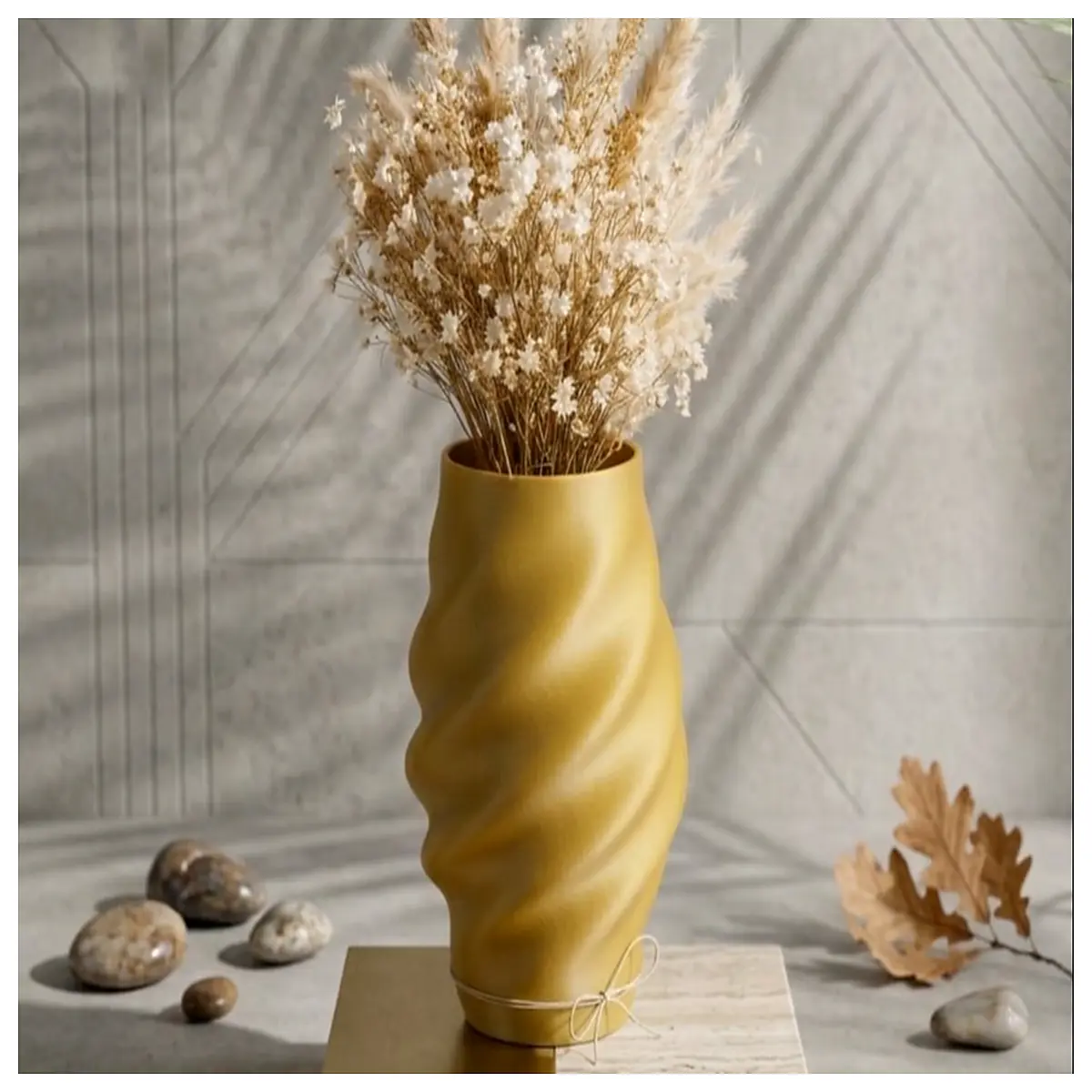 modern wavy spiral vase for dried flowers and eucalyptus tall ceramic decorative home decor centerpiece