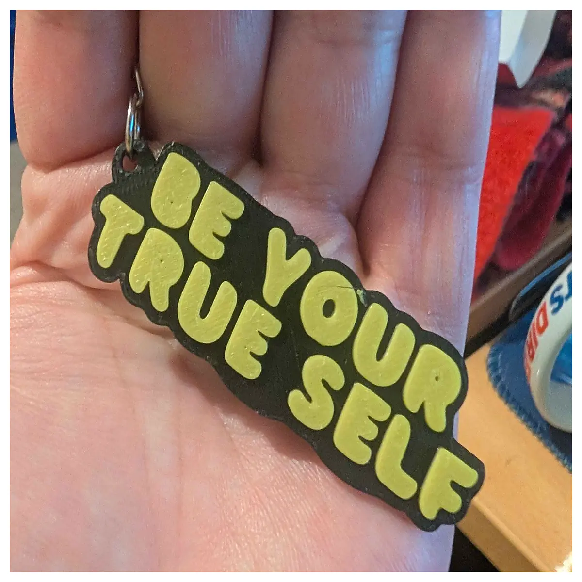 authentic self keychain inspirational quote metal women men best friend uniqueness reminder